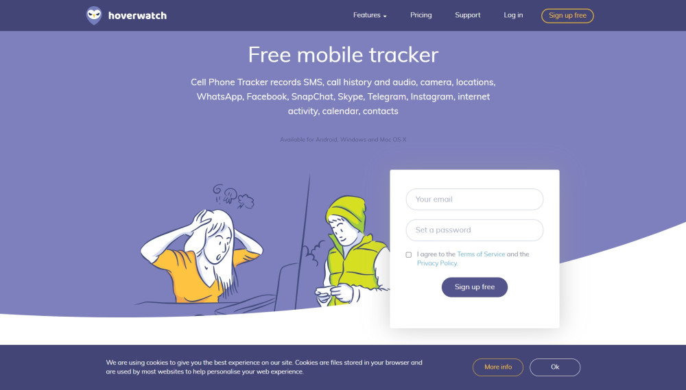 Signing-up for a Hoverwatch free trial account